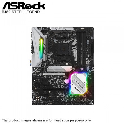 ASROCK B450 Steel Legend AMD Ryzen 3000 AM4 Chassis Water Pump Fans Ready DisplayPort HDMI DDR4 USB 3.1 M.2 Gaming RGB ATX Motherboard
