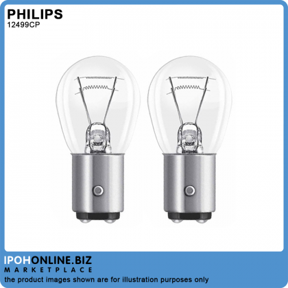(2PCS) Philips 12499CP 1016 P21/5W Original 12V 21/5W BAY15d Premium Brake Light Corner Bulb (2PCS) Philips 12499CP 1016 P21/5W Original 12V 21/5W BAY15d Premium Brake Light Corner Bulb
