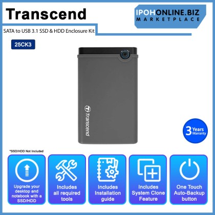 Transcend 2.5" SATA to USB 3.1 SSD & HDD Enclosure Kit (25CK3) Transcend 2.5" SATA to USB 3.1 SSD & HDD Enclosure Kit (25CK3)
