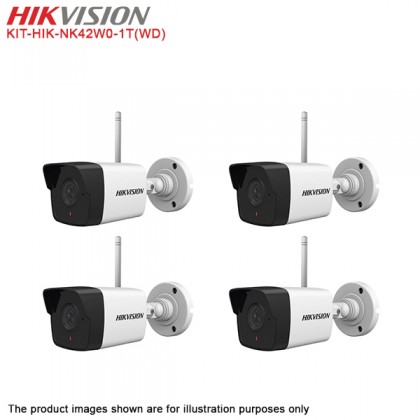 Hikvision NK42W0-1T(WD) 4 Channel HD Wi-Fi NVR 2MP Bullet CCTV Kit Hikvision NK42W0-1T(WD) 4 Channel HD Wi-Fi NVR 2MP Bullet CCTV Kit