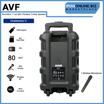 AVF BoomBox Chatterbox-V 7 Led Mini Portable Trolley Speaker - Free Wireless Microphone