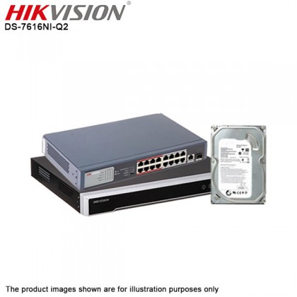 HIKVISION DS-7616NI-Q2 16 Channel NVR + DS-3E0318P-E/M 16 Port POE Ethernet Switch 1 × 1000Mbps RJ45 + 1 × 1000 Mbps SFP port + 2TB CCTV Hard Disk HIKVISION DS-7616NI-Q2 16 Channel NVR + DS-3E0318P-E/M 16 Port POE Ethernet Switch 1 × 1000Mbps RJ45 + 1 × 1000 Mbps SFP port + 2TB CCTV Hard Disk