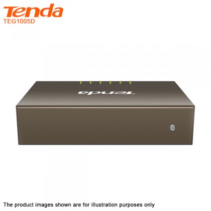 Tenda TEG1005D 5 Port Gigabit Desktop Switch - Steel Housing 6KV Lightning Protection