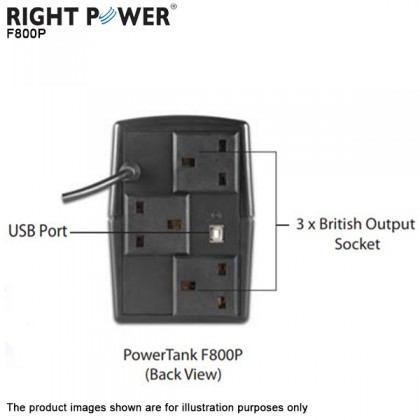 Right Power PowerTank F800P (800VA) UPS Backup Battery - USB edition Communication Port Right Power PowerTank F800P (800VA) UPS Backup Battery - USB edition Communication Port