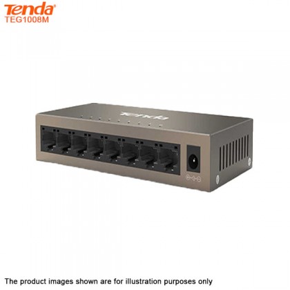 Tenda TEG1008M 8 Port Gigabit Desktop Network Switch - Mini Steel Case Tenda TEG1008M 8 Port Gigabit Desktop Network Switch - Mini Steel Case