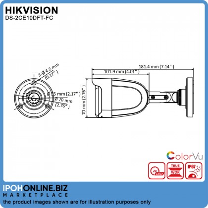 HIKVISION DS-2CE10DFT-FC 3.6mm 2MP ColorVu Fixed OUTDOOR Full Time Color Mini Bullet CCTV Camera HIKVISION DS-2CE10DFT-FC 3.6mm 2MP ColorVu Fixed OUTDOOR Full Time Color Mini Bullet CCTV Camera