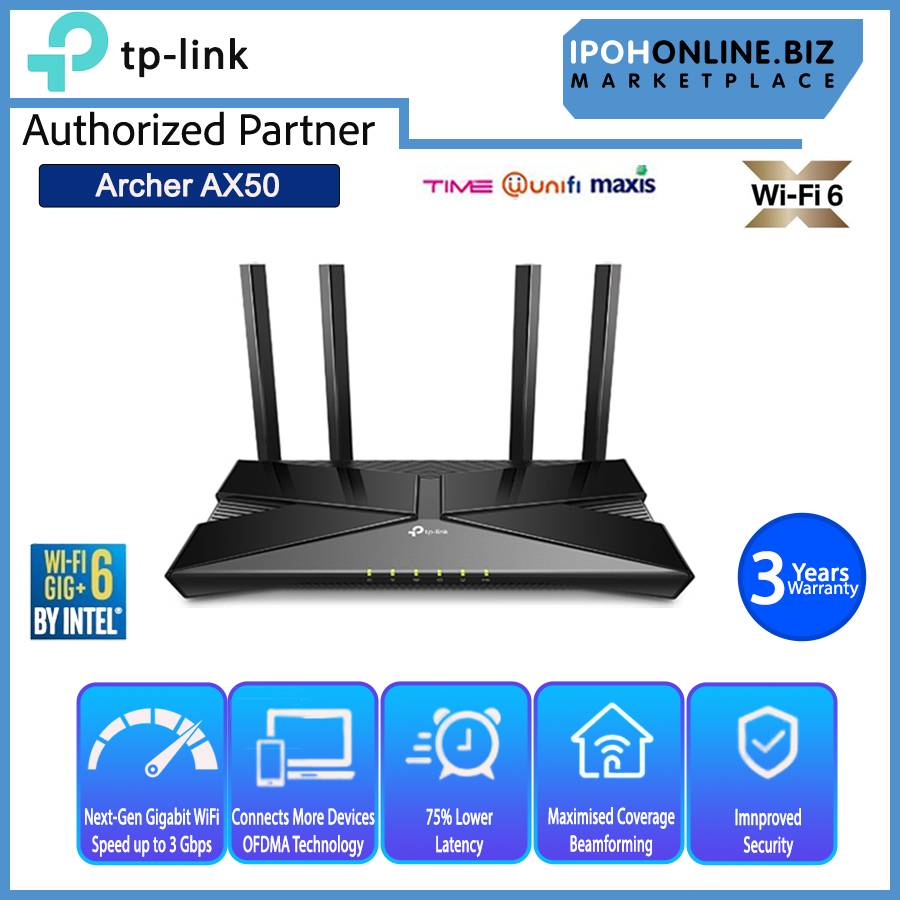 TP-LINK Archer AX50 AX3000 Dual Band Gigabit Wi-Fi 6 BY INTEL