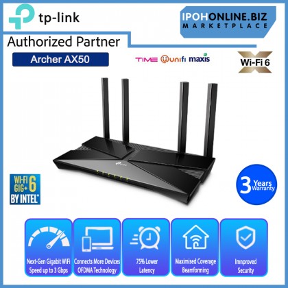 TP-LINK Archer AX50 AX3000 Dual Band Gigabit Wi-Fi 6 BY INTEL