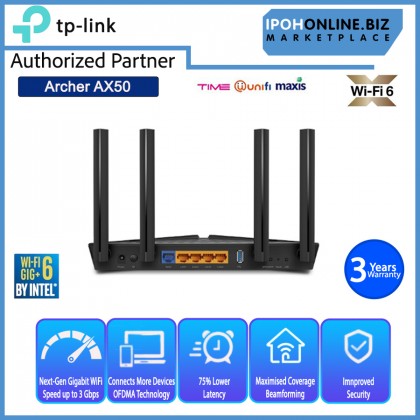 TP-LINK Archer AX50 AX3000 Dual Band Gigabit Wi-Fi 6 BY INTEL Router Free Antivirus Security TP-LINK Archer AX50 AX3000 Dual Band Gigabit Wi-Fi 6 BY INTEL Router Free Antivirus Security