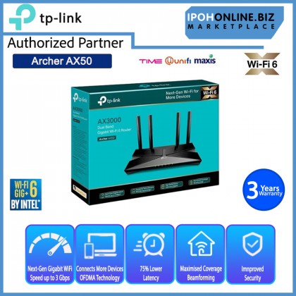 TP-LINK Archer AX50 AX3000 Dual Band Gigabit Wi-Fi 6 BY INTEL Router Free Antivirus Security TP-LINK Archer AX50 AX3000 Dual Band Gigabit Wi-Fi 6 BY INTEL Router Free Antivirus Security