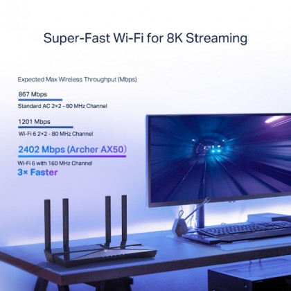 TP-LINK Archer AX50 AX3000 Dual Band Gigabit Wi-Fi 6 BY INTEL Router Free Antivirus Security TP-LINK Archer AX50 AX3000 Dual Band Gigabit Wi-Fi 6 BY INTEL Router Free Antivirus Security