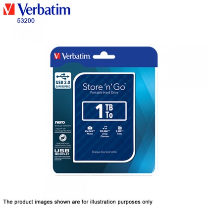 Verbatim Store n Go 1TB USB Portable HDD - Blue Verbatim Store n Go 1TB USB Portable HDD - Blue