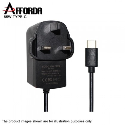 AFFORDA Premium Universal 65W USB Type C Laptop AC Adapter