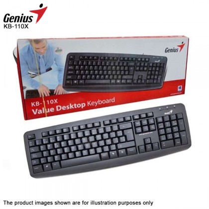 Genius KB-110X Value PS2 Desktop Keyboard - PS/2 port Black Windows XP DOS