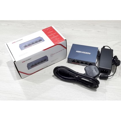 Hikvison DS-3E0105P-E/M(B) L2 4 Port 10/100M RJ45 Unmaneged Poe Port Switch W 6KV Surge Protection Hikvison DS-3E0105P-E/M(B) L2 4 Port 10/100M RJ45 Unmaneged Poe Port Switch W 6KV Surge Protection