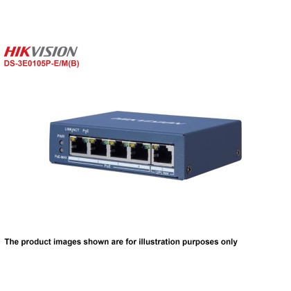 Hikvison DS-3E0105P-E/M(B) L2 4 Port 10/100M RJ45 Unmaneged Poe Port Switch W 6KV Surge Protection Hikvison DS-3E0105P-E/M(B) L2 4 Port 10/100M RJ45 Unmaneged Poe Port Switch W 6KV Surge Protection