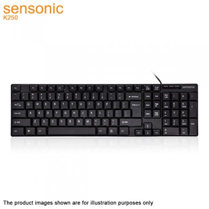 Sensonic K250 Full Size Compact USB Wired Keyboard With Number Pad For Office And Home Use Sensonic K250 Full Size Compact USB Wired Keyboard With Number Pad For Office And Home Use