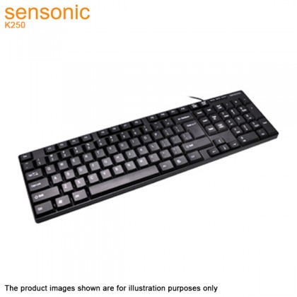 Sensonic K250 Full Size Compact USB Wired Keyboard With Number Pad For Office And Home Use Sensonic K250 Full Size Compact USB Wired Keyboard With Number Pad For Office And Home Use