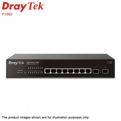 DrayTek VigorSwitch P1092 10-Port Smart Lite Managed Gigabit PoE+ Switch DrayTek VigorSwitch P1092 10-Port Smart Lite Managed Gigabit PoE+ Switch