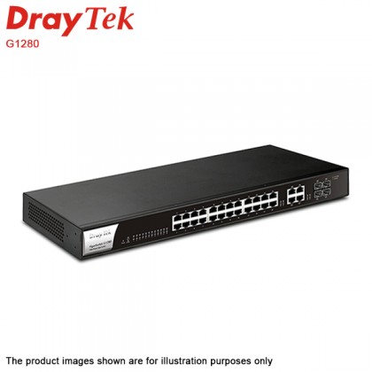 DrayTek VigorSwitch G1280 28-Port Web Smart Managed Gigabit Switch DrayTek VigorSwitch G1280 28-Port Web Smart Managed Gigabit Switch