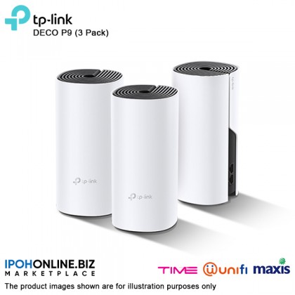 TP-LINK DECO P9 3-Pack AC1200 Smart + HomePlug AV1000 Whole Home Powerline Mesh Wi-Fi System Gigabit Router Unifi Time Maxis TP-LINK DECO P9 3-Pack AC1200 Smart + HomePlug AV1000 Whole Home Powerline Mesh Wi-Fi System Gigabit Router Unifi Time Maxis