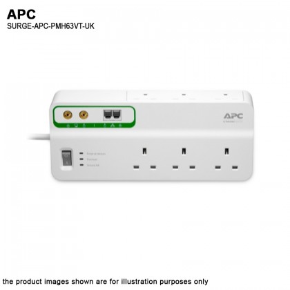 APC Surge Protector SurgeArrest 6 Outlets Socket Extension With Coax And Telephone Protection UK Socket APC Surge Protector SurgeArrest 6 Outlets Socket Extension With Coax And Telephone Protection UK Socket