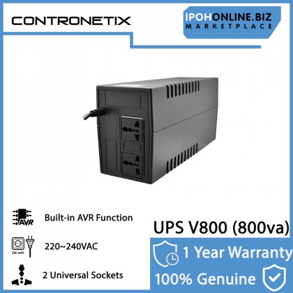 Contronetix Offline UPS V800 240V 800VA AVR 2 universal outlets - Overload & Overcharge Protection
