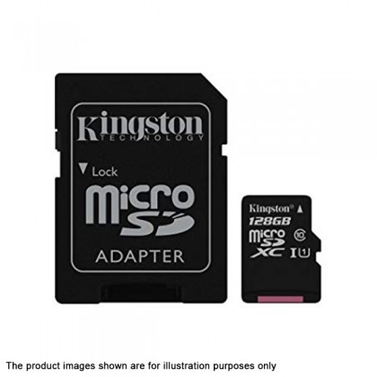 Kingston 128GB Micro SDHC Class 10 UHS-1 Flash Memory Card with Free Adapter Kingston 128GB Micro SDHC Class 10 UHS-1 Flash Memory Card with Free Adapter