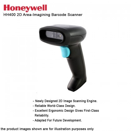Honeywell HH400 Area-Imaging USB Wired 2D Barcode Scanner with STAND HH400-R1-2USB-1