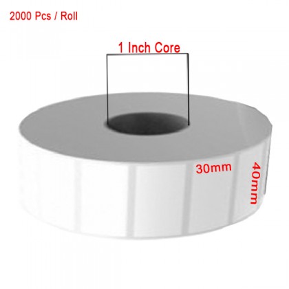 1 Roll 40mm x 30mm Blank Barcode Label Sticker (2000 Pcs Per Roll) 1 Roll 40mm x 30mm Blank Barcode Label Sticker (2000 Pcs Per Roll)