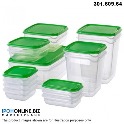 IKEA PRUTA Set Of 17 Green Transparent Food Container