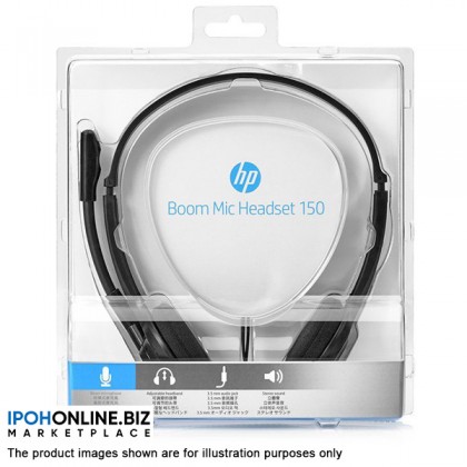 HP Boom Mic Headset 150 with Audio Jack - Black HP Boom Mic Headset 150 with Audio Jack - Black