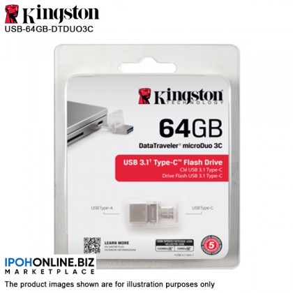 Kingston 64GB DataTraveler microDuo 3C USB 3.1 Type C OTG Flash Drive (DTDUO3C/64GB) Kingston 64GB DataTraveler microDuo 3C USB 3.1 Type C OTG Flash Drive (DTDUO3C/64GB)