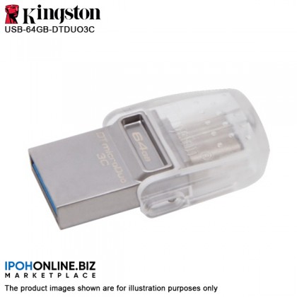 Kingston 64GB DataTraveler microDuo 3C USB 3.1 Type C OTG Flash Drive (DTDUO3C/64GB) Kingston 64GB DataTraveler microDuo 3C USB 3.1 Type C OTG Flash Drive (DTDUO3C/64GB)