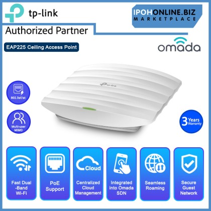 TP-LINK EAP225 AC1350 Wireless MU-MIMO Gigabit Ceiling Mount Access Point TP-LINK EAP225 AC1350 Wireless MU-MIMO Gigabit Ceiling Mount Access Point