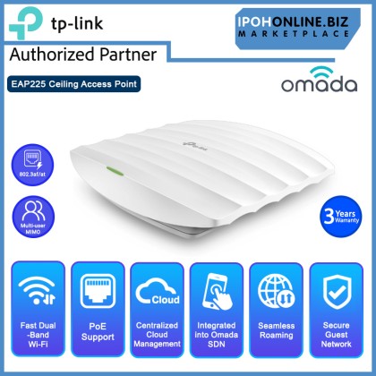 TP-LINK EAP225 AC1350 Wireless MU-MIMO Gigabit Ceiling Mount Access Point TP-LINK EAP225 AC1350 Wireless MU-MIMO Gigabit Ceiling Mount Access Point