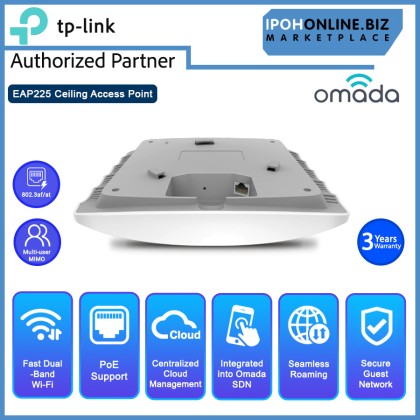 TP-LINK EAP225 AC1350 Wireless MU-MIMO Gigabit Ceiling Mount Access Point TP-LINK EAP225 AC1350 Wireless MU-MIMO Gigabit Ceiling Mount Access Point