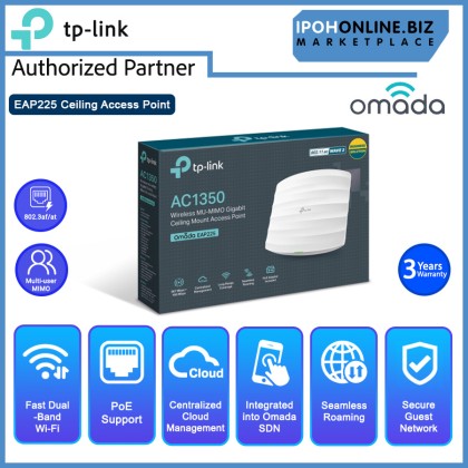 TP-LINK EAP225 AC1350 Wireless MU-MIMO Gigabit Ceiling Mount Access Point TP-LINK EAP225 AC1350 Wireless MU-MIMO Gigabit Ceiling Mount Access Point