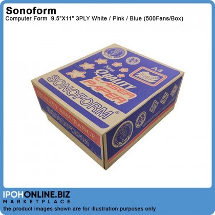 SONOFORM 9.5 x 11 Inch 3PLY NCR Computer Form 500 Fans - White Pink Blue SONOFORM 9.5 x 11 Inch 3PLY NCR Computer Form 500 Fans - White Pink Blue