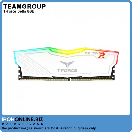 TEAMGROUP T-Force Delta RGB 8GB DDR4 3200 Desktop 3200MHz Gaming Memory RAM - White TEAMGROUP T-Force Delta RGB 8GB DDR4 3200 Desktop 3200MHz Gaming Memory RAM - White