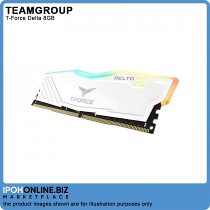 TEAMGROUP T-Force Delta RGB 8GB DDR4 3200 Desktop 3200MHz Gaming Memory RAM - White TEAMGROUP T-Force Delta RGB 8GB DDR4 3200 Desktop 3200MHz Gaming Memory RAM - White