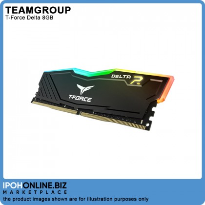 TEAMGROUP T-Force Delta RGB 8GB DDR4 3200 Desktop 3200MHz Gaming Memory RAM - Black TEAMGROUP T-Force Delta RGB 8GB DDR4 3200 Desktop 3200MHz Gaming Memory RAM - Black