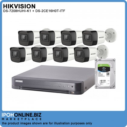 Hikvision DS-7208HUHI-K1 8 Channel Turbo HD DVR + Hikvision DS-2CE16H0T-ITF 5MP Bullet Camera x 8 + 1TB Seagate Skyhawk CCTV HDD Hikvision DS-7208HUHI-K1 8 Channel Turbo HD DVR + Hikvision DS-2CE16H0T-ITF 5MP Bullet Camera x 8 + 1TB Seagate Skyhawk CCTV HDD