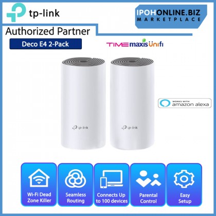 TP-Link Deco E4 2 Pack AC1200 Whole Home Mesh Wi-Fi System Support Unifi Time Maxis