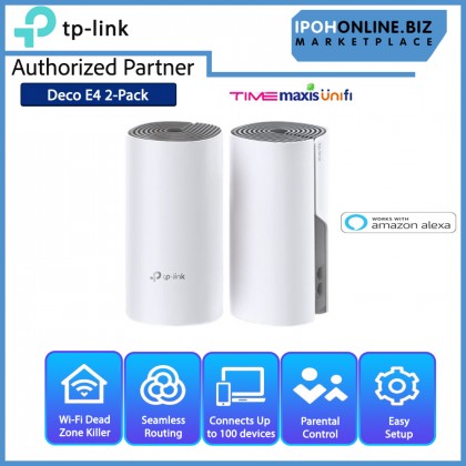 TP-Link Deco E4 2 Pack AC1200 Whole Home Mesh Wi-Fi System Support Unifi Time Maxis