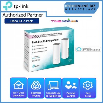 TP-Link Deco E4 2 Pack AC1200 Whole Home Mesh Wi-Fi System Support Unifi Time Maxis