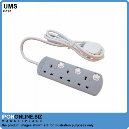 UMS 8313 3 Gang 13AMP Portable Switched Socket Outlet Extension Cord