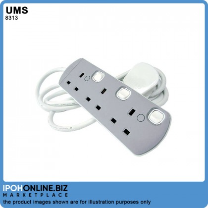 UMS 8313 3 Gang 13AMP Portable Switched Socket Outlet Extension Cord