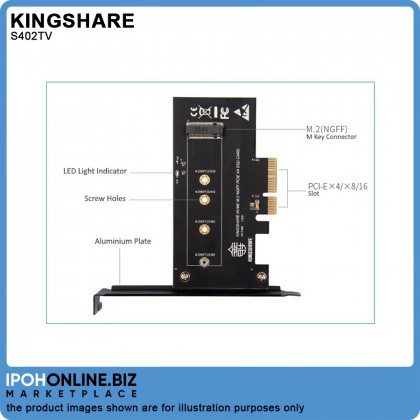 Kingshare NVMe & SATA M.2 NGFF SSD to PCI-E 3.0 x4 M Key + B Key (M.2-Pci-e)