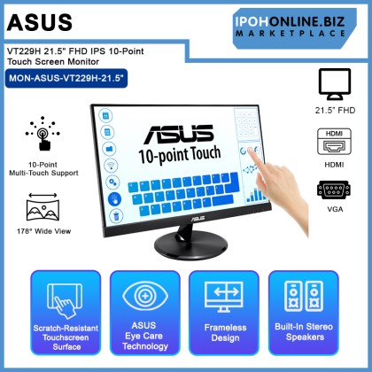 ASUS VT229H 21.5" FHD IPS 10-Point Touch Screen Monitor Frameless HDMI VGA Eye Care Low Blue Light Flicker-Free 178° Wide View ASUS VT229H 21.5" FHD IPS 10-Point Touch Screen Monitor Frameless HDMI VGA Eye Care Low Blue Light Flicker-Free 178° Wide View